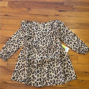 Epic Threads Leopard Print Long Sleeve Dress - Beige & Black